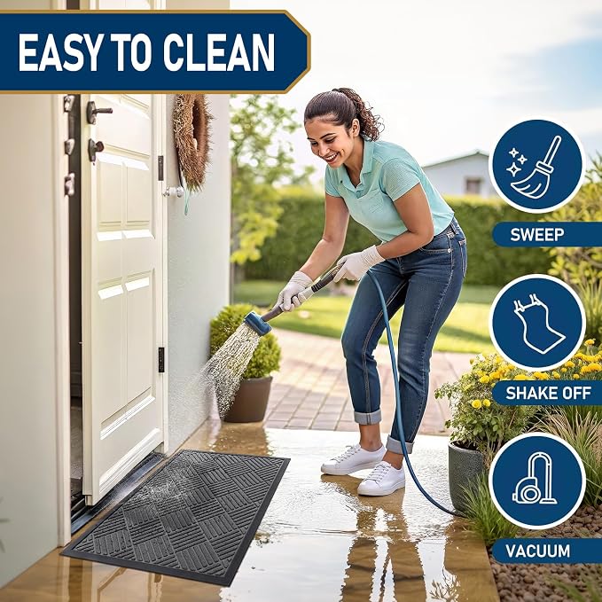 Smiry Front Door Mat Outside Entrance, Heavy Duty Outdoor Indoor Natural Rubber - Image 7