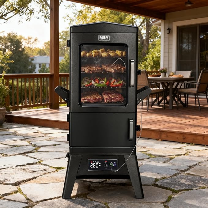 Vertical Electric Smoker with Cover & Meat Probe, BBQ Smokers with 4 Cooking - Image 7