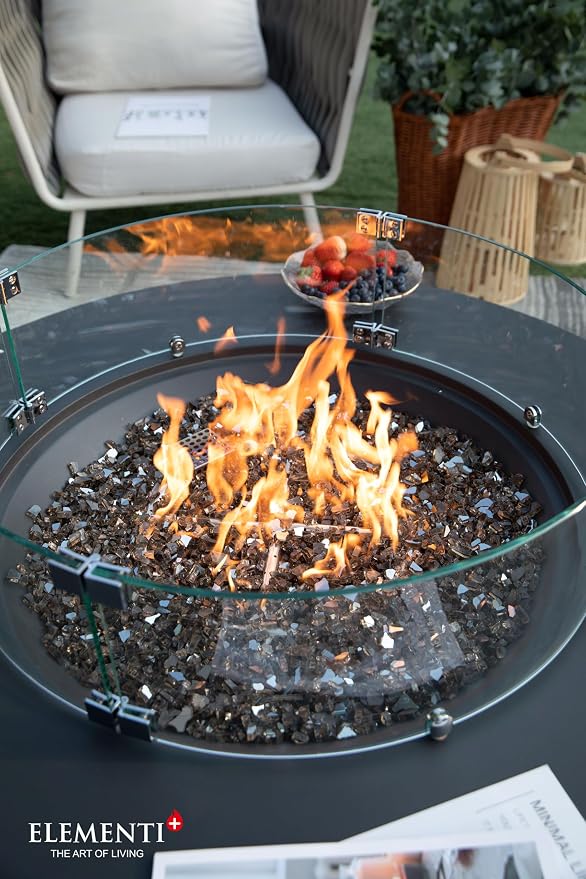 Elementi+ | Bundle Nimes Gas Fire Pit Cast Concrete 40" Dia. Round Fire Table - Image 6