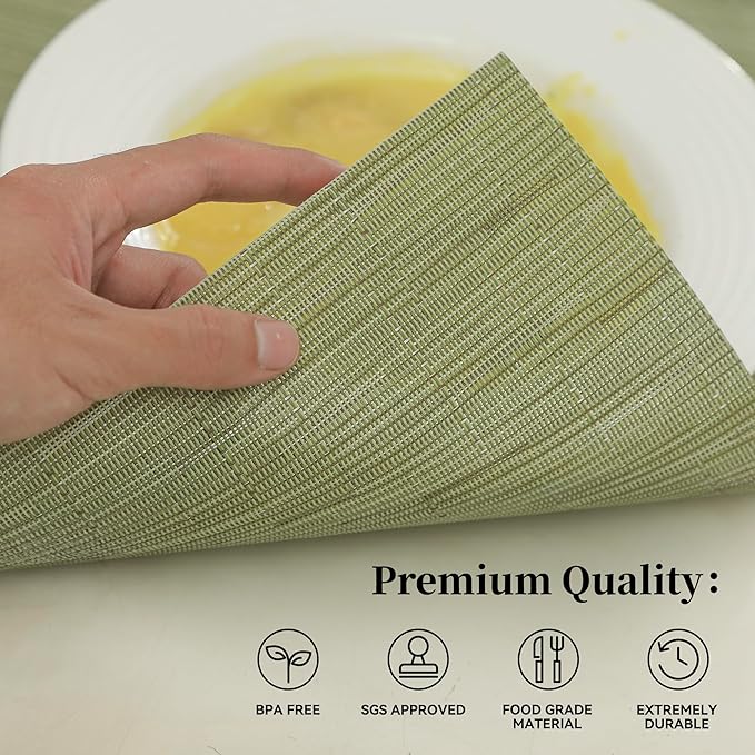 Leetaltree Pea Green Placemats Set of 6 - Image 2