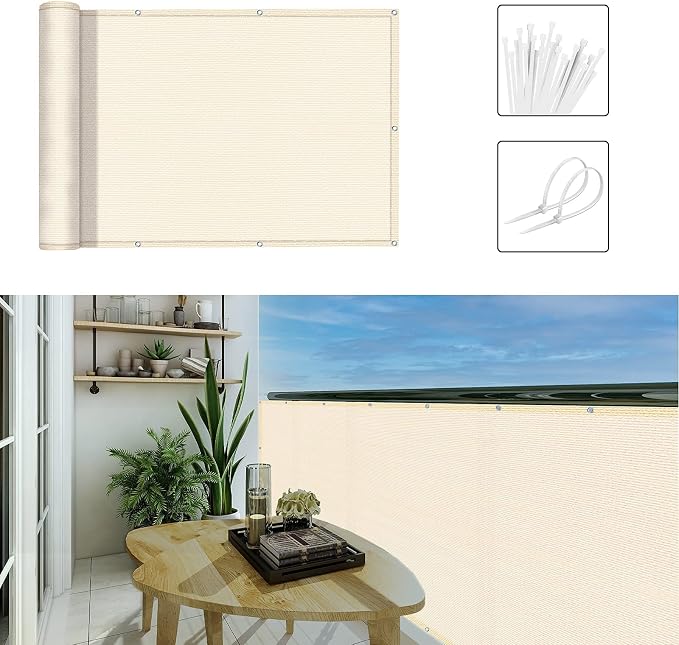 3'x10'Balcony Privacy Screen Cover Fence Cover UV Protection Weatherproof - Image 7