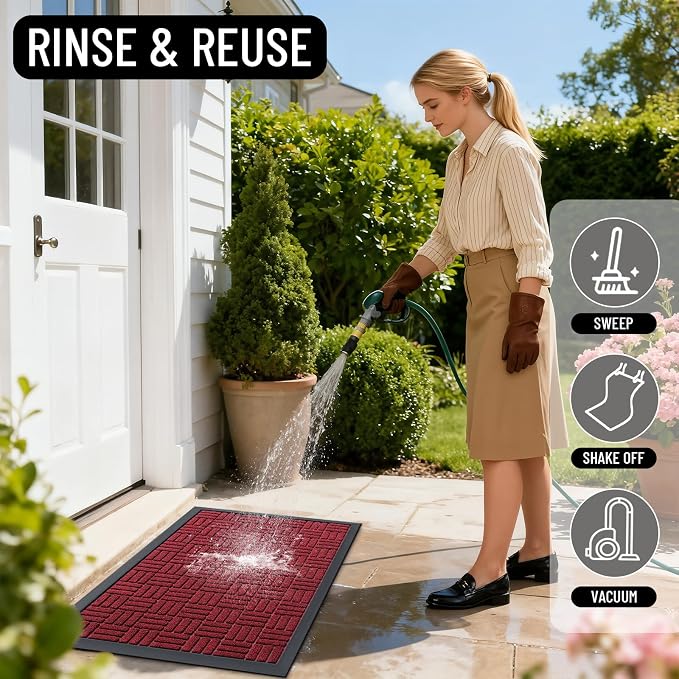 OLANLY Front Door Mat Outside Entrance 33x21, Heavy Duty Sturdy Natural Rubber - Image 7