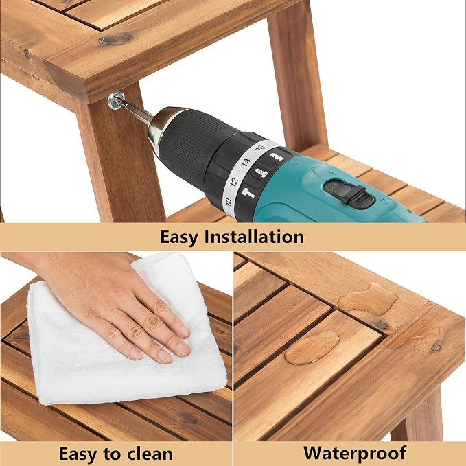 Double Adirondack Side Table, Weather-Resistant Rectangular End Table - Image 8