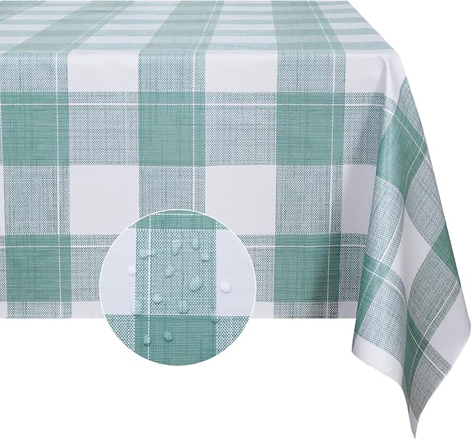 Romanstile Rectangle Plastic Tablecloth, 100% Waterproof Oil-Proof Checkered by Romanstile