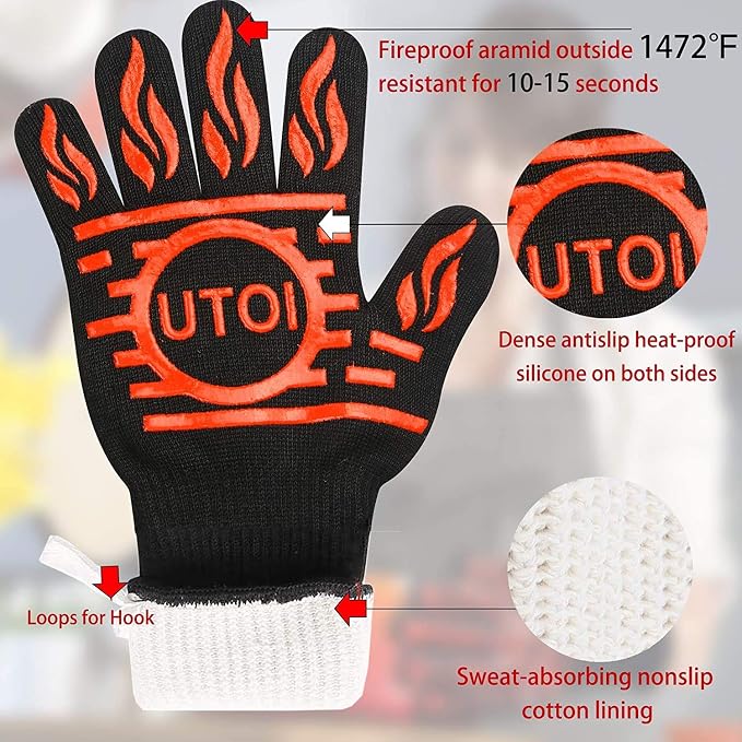 BBQ Grill Gloves 1472°F Heat Resistant, Long Grilling Gloves Oven Mitts - Image 3
