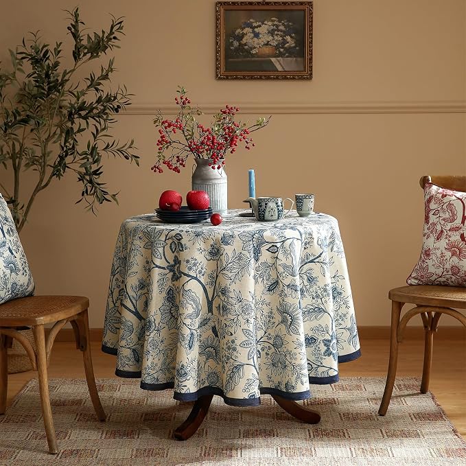 ISAENNE Designer French Linen Small Round Tablecloth, Durable Home Decor - Image 9