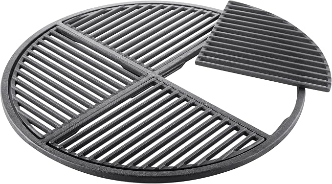 Pre-Seasoned Modular Cast Iron Grate, Fits 22.5" Kettle Grills Like Weber and by CraycortCastIronGrates