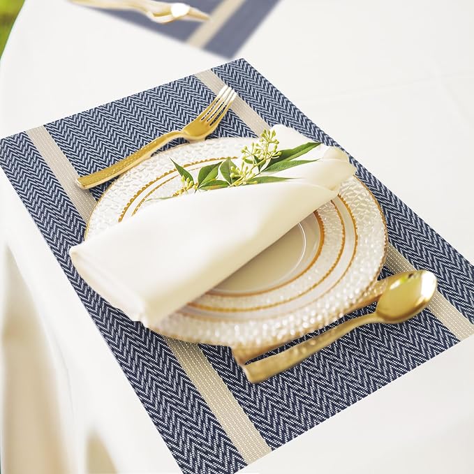 Vinyl Placemats Set of 8, PVC Woven Washable Non-Slip Table Mats, Heat - Image 5