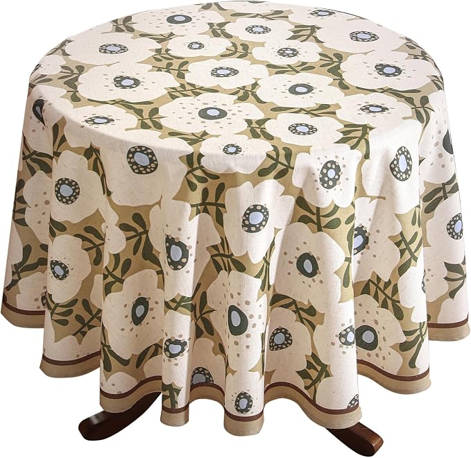 Designer Vintage Round Tablecloth, Linen French Tablecloth by bilingaier