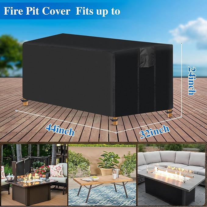 Fire Pit Cover Rectangular- Waterproof Firepit Cover Outdoor Fireplace Cover - Image 2