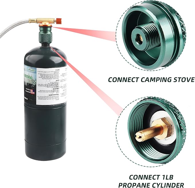 Camping Stove Adapter 1 Lb Propane Small Tank Input EN417 Lindal Valve Output - Image 4