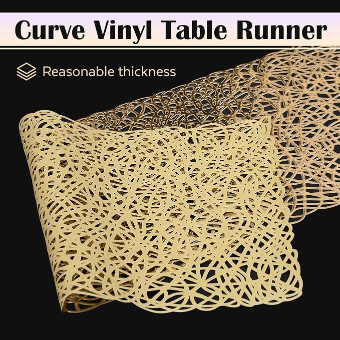 FAVE Gold Table Runners 36 Inches Heat Resistant Table Runner Flower Shaped - Image 2
