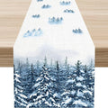 Forest Table Runner, Rustic Farmhouse Mountains Birds Pine Tree Woodland Jungle by Unknown