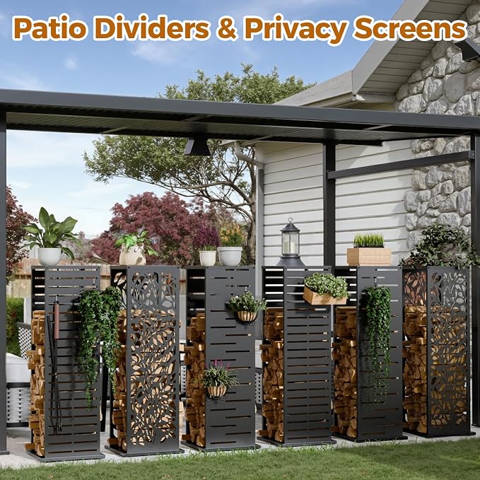 4ft Firewood Rack with Parallel Louver Pattern, Fire Wood Holder Log Storage - Image 3