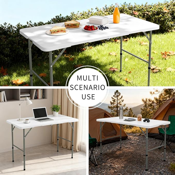 Folding Tables with Carrying Handle Lightweight Rectangular Portable Plastic - Image 6