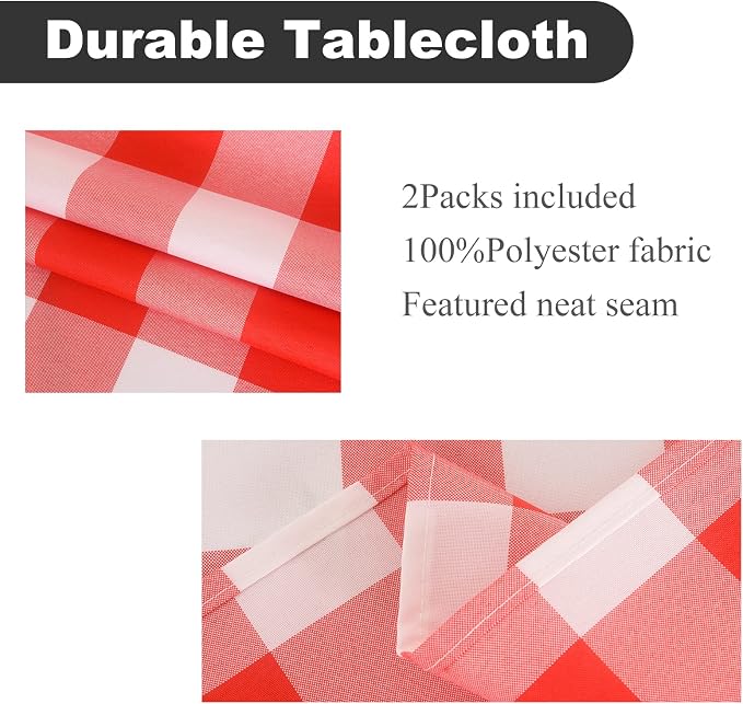 Cupuamon 2 Pack Waterproof Polyester Fabic Rectangle Checkered Tablecloth，60x84 - Image 2