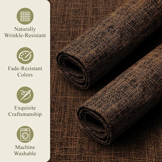 KXN Placemats Set of 4, Dual-Layer Thickened Faux Linen Table Mats, Heat - Image 5