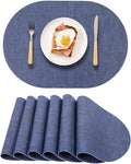 Reversible Placemats Set of 6 Oval, Heat Resistant Wipeable Table Placemats by Unknown