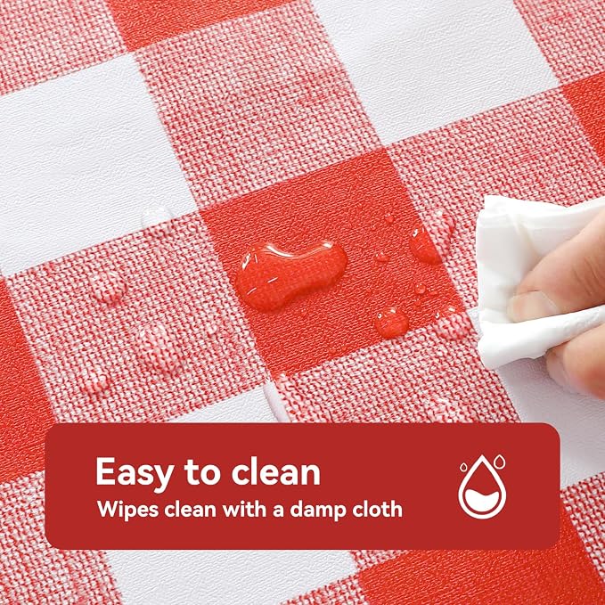 Romanstile Gingham Rectangle Plastic Tablecloth, 100% Waterproof Oil-Proof - Image 3