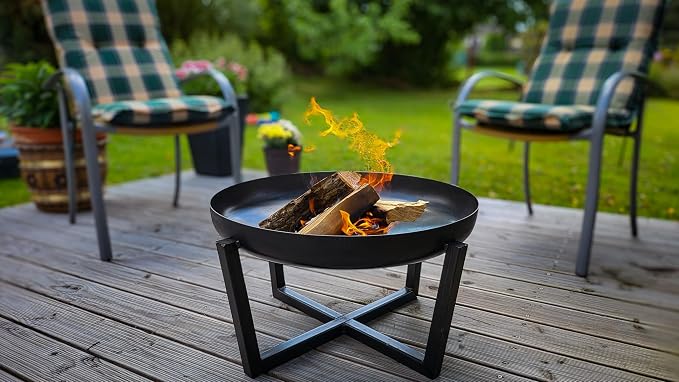 Fire Pit Redwood 31.5" Outdoor Fire Bowl, Steel Firepit - Image 5