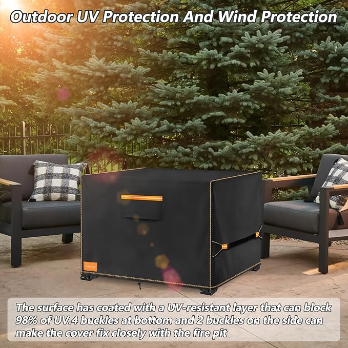 Fire Pit Cover, Outdoor Heavy Duty 600D 100% Waterproof Fire Pit Cover Square - Image 5