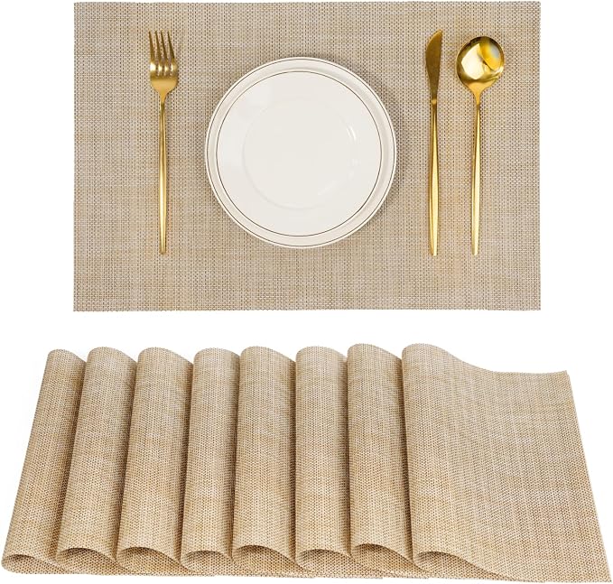 Placemats Set of 8，Non-Slip PVC Weave Table Mats Easy to Clean，Heat Resistant by flohar