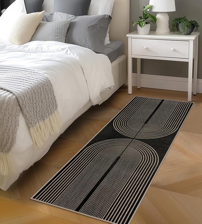 Easy Jute Rainbow Runner Rug, 2x6 Black Washable Rugs Runner - Image 7