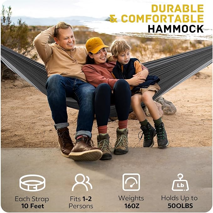 Extra Large Portable Hammock, 600 lb Capacity, 106 x 55 Inch