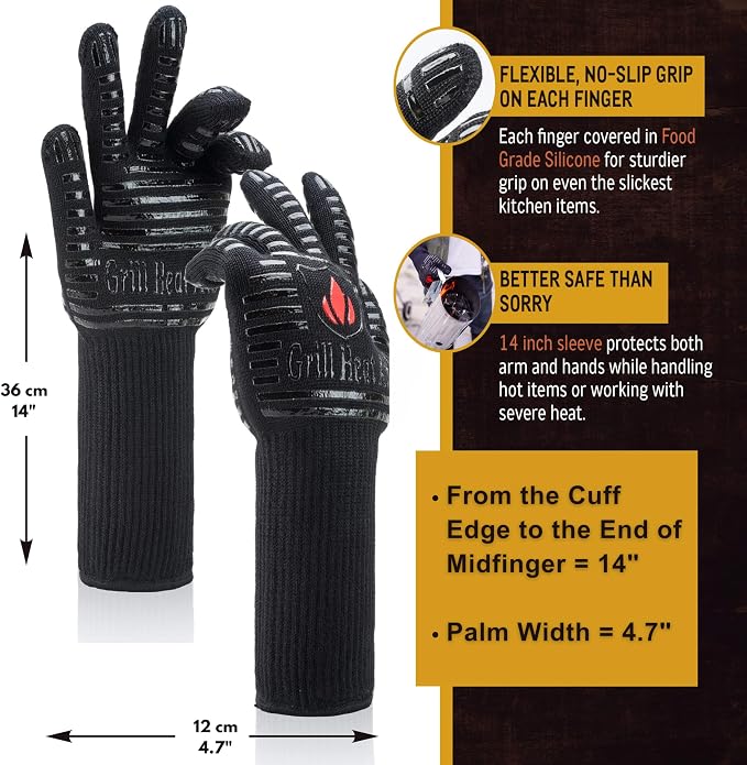GRILL HEAT AID BBQ Grill Gloves Heat Proof - Image 3