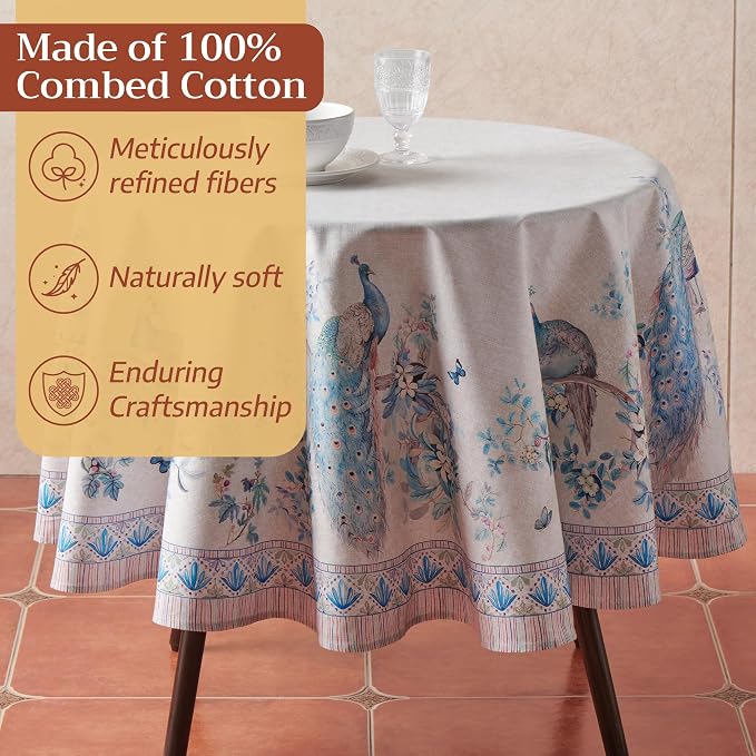 Maison d'Hermine Premium Table Cloth Round Table 100% Cotton 70 Inches - Image 4