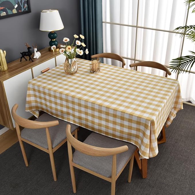 Gingham Table Cloth for Rectangle Tables Yellow Checkered Plaid Tablecloth - Image 7