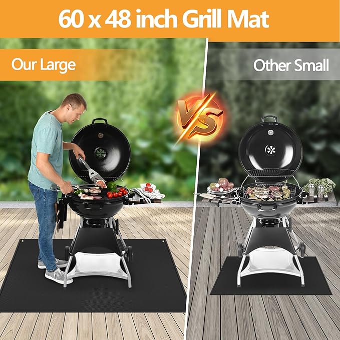 Grill Floor Mat, 60 x 48 in Fiberglass with Silicone Coating