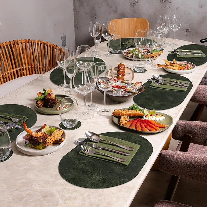 ADRIMER Placemats, Heat Resistant Oval Placemats Set of 8 Washable 12 x 17 Inch - Image 7