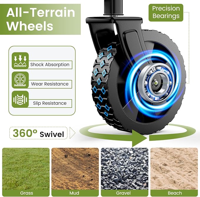 220LBS Foldable Wagon with All-Terrain Wheels, Portable Wagon Cart with - Image 4