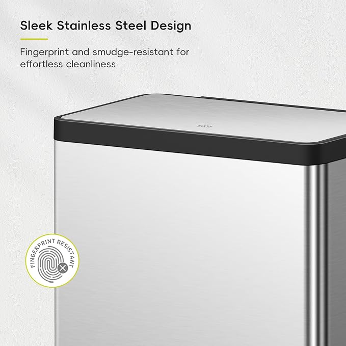 EKO EcoCasa II Rectangular Kitchen Step Trash Can, 20L+20L Dual Compartment - Image 8