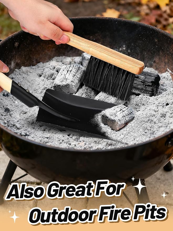 Fireplace Ash Shovel and Brush Set- Upgraded Metal Coal Shovel and Hearth Brush - Image 6