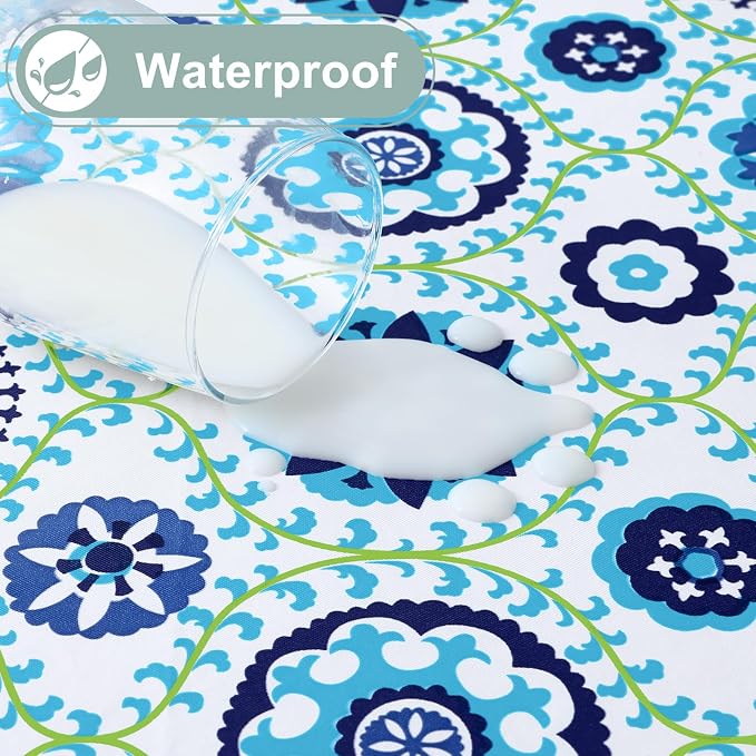 misaya Round Waterproof Vinyl Table Cloth, Wipeable Tablecloth - Image 2