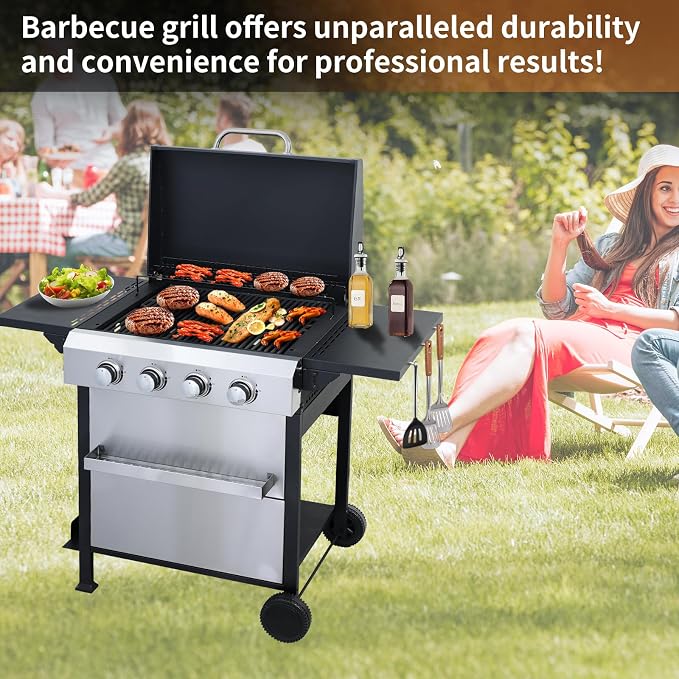CIG GARDEN 4 Burner Propane Gas Grill, 000 BTU Output Flat Top BBQ Grill - Image 8
