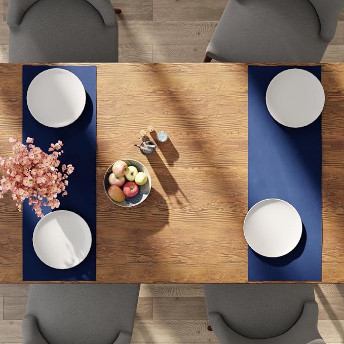 Encasa XO Table Runner 13"x36" Long | Cotton Canvas Fabric | Cobalt Solid Color - Image 5