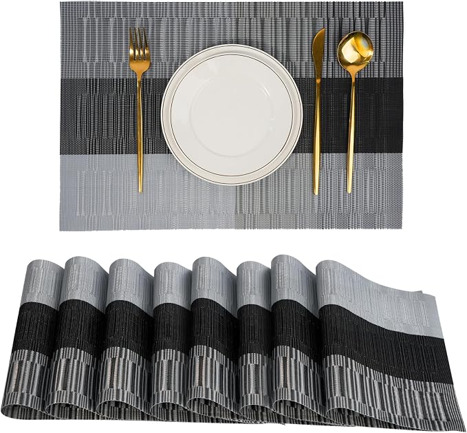 Placemats Set of 8，Non-Slip PVC Weave Table Mats Easy to Clean，Heat Resistant by flohar