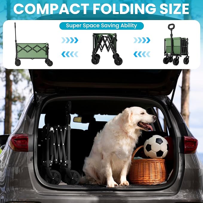 Collapsible Wagon with Tailgate, Wagons Carts Foldable with 350lbs Capacity - Image 2