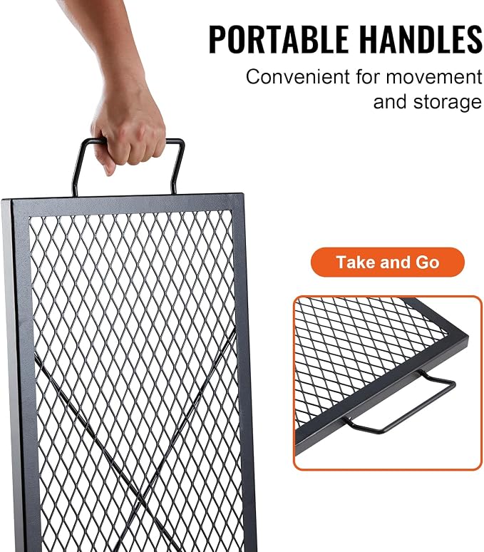 VEVOR X-Marks Fire Pit Grill Grate, Rectangle Cooking Grate, Heavy Duty Steel - Image 5