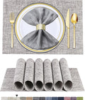 BETEAM Placemats Set of 6, Woven Vinyl Placemat by BETEAM