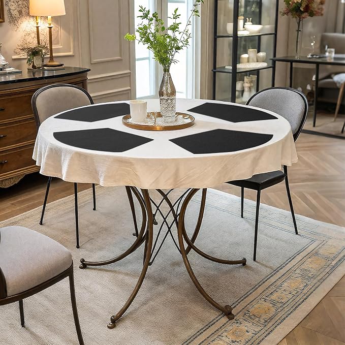 Homaxy Round Table Placemats Set of 6, Washable Wedge Shaped Faux Leather Table - Image 6
