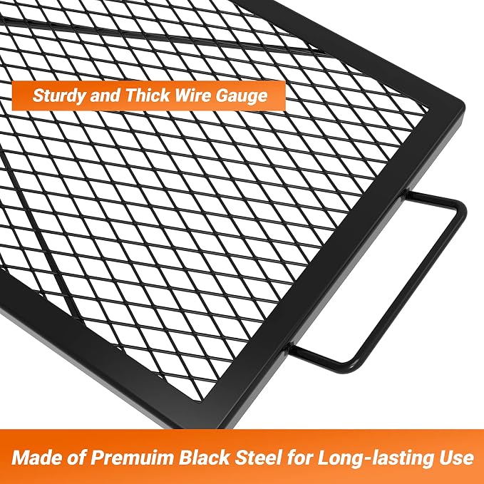 onlyfire X-Marks Fire Pit Cooking Grate, Portable Rectangle Campfire Grill Grate - Image 3