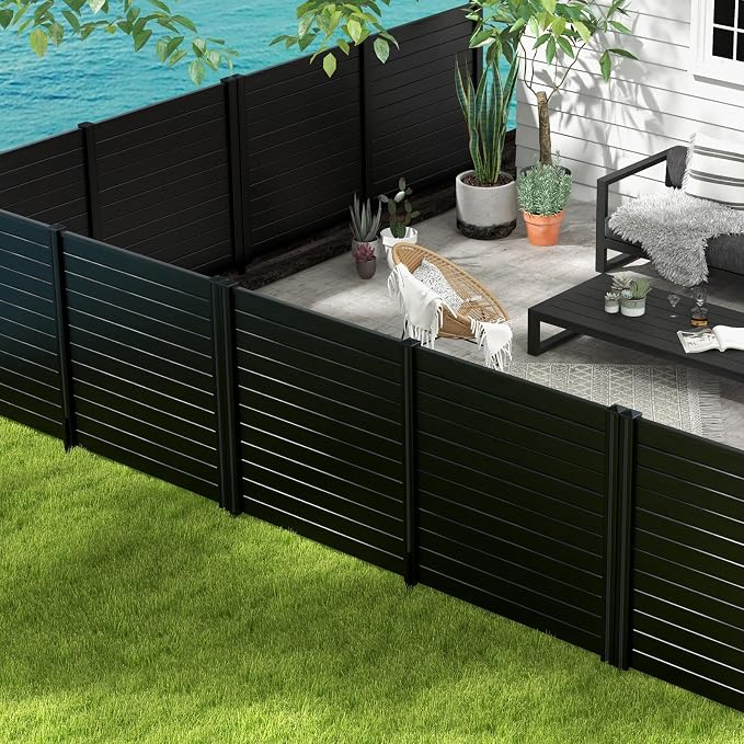 Giantex Outdoor Privacy Screen 4 Panels, Easy Assembly, PVC Vinyl Picket Fences - Image 3