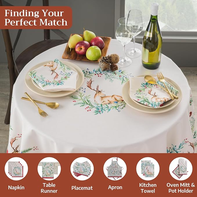 Maison d' Hermine Table Cloth Round Table 100% Cotton 69 Inches Fall Tablecloth - Image 4