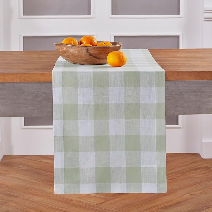 Solino Home Linen Checkered Table Runner 108 Inches Long by SolinoHome