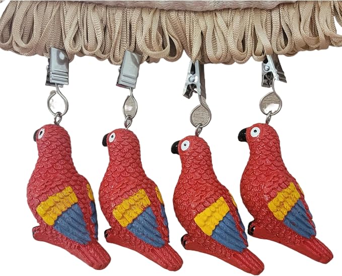 TwoFish Home Set of 4 Red Parrot Resin Tablecloth Weights Clips Red Parrot - Image 3