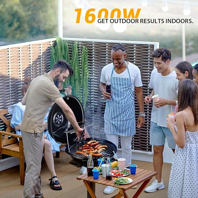 Electric Grill, Techwood Indoor/Outdoor Electric BBQ Grill, 1600W Portable - Image 4